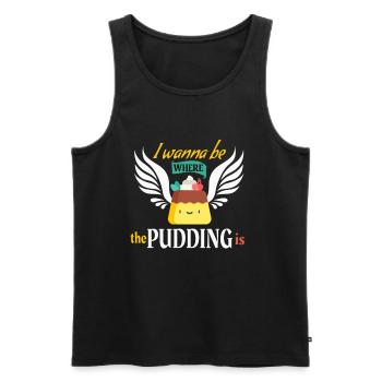 Ich möchte dort sein, wo der Pudding lustiger Pudding ist - Männer Premium Bio Tank Top - Schwarz - Vorne - AI Model Male 178 light (178cm)