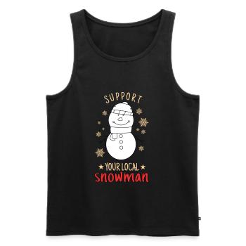 Soutenez votre pyjama de Noël amusant de bonhomme de neige local - Débardeur bio Premium Homme - noir - Devant - AI Model Male 178 light (178cm)
