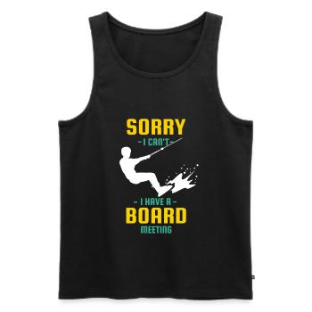 Sorry i can't i Have a Board Meeting Wakeboarder - Men's Premium Organic Tank Top - black - Front - AI Model Male 178 light (178cm)