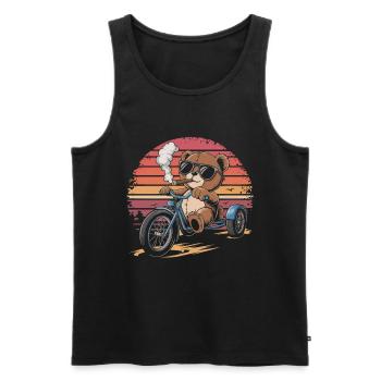 Teddy bear with sunglasses on tricycle with cigar - Men's Premium Organic Tank Top - black - Front - Michal (187cm)