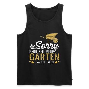Hobbygärtner bei Gartenarbeit im Beet - Männer Premium Bio Tank Top - Schwarz - Vorne - Michal (187cm)