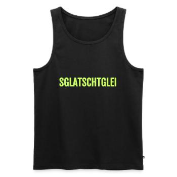 Cool design for Saxony: SGLATSCHTGLEI! - Men's Premium Organic Tank Top - black - Front - AI Model Male 178 light (178cm)