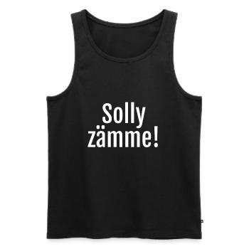 Freundliche Begrüßung auf Alemannisch: Solly zämme - Männer Premium Bio Tank Top - Schwarz - Vorne - AI Model Male 178 light (178cm)