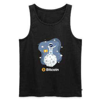lustiger crypto Bitcoin moon Astronaut Dabbing - Männer Premium Bio Tank Top - Schwarz - Vorne - Michal (187cm)