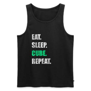 Eat Sleep Cube Repeat - Männer Premium Bio Tank Top - Schwarz - Vorne - AI Model Male 178 light (178cm)