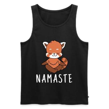 Yogi Namaste cadeau méditation yoga panda rouge - Débardeur bio Premium Homme - noir - Devant - AI Model Male 178 light (178cm)
