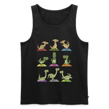 Yoga Dinosaur Meditation Yogi Namaste Gift - Men's Premium Organic Tank Top - black - Front - AI Model Male 178 light (178cm)