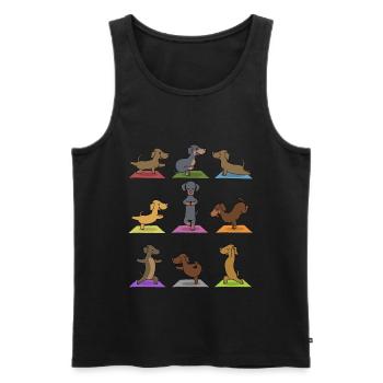 Yogi Namaste cadeau de méditation de yoga teckel - Débardeur bio Premium Homme - noir - Devant - AI Model Male 178 light (178cm)