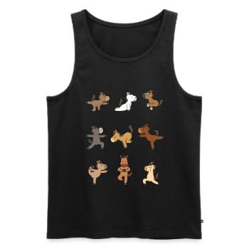 Cadeau de méditation yoga cheval Yogi Namaste - Débardeur bio Premium Homme - noir - Devant - AI Model Male 178 light (178cm)