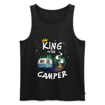 Camper King - pour camping, plein air, camping - Débardeur bio Premium Homme - noir - Devant - AI Model Male 178 light (178cm)