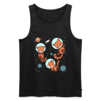 Cadeau de vol spatial dans l'astronaute du panda rouge - Débardeur bio Premium Homme - noir - Devant - AI Model Male 178 light (178cm)