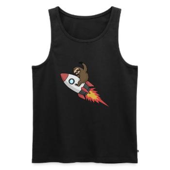 Faultier auf Rakete Lustiger Weltraum Astronaut - Männer Premium Bio Tank Top - Schwarz - Vorne - AI Model Male 178 light (178cm)