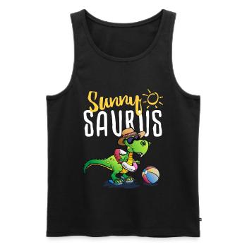 Tyrannosaurus Rex on the beach - summer sunnysaurus - Men's Premium Organic Tank Top - black - Front - AI Model Male 178 light (178cm)