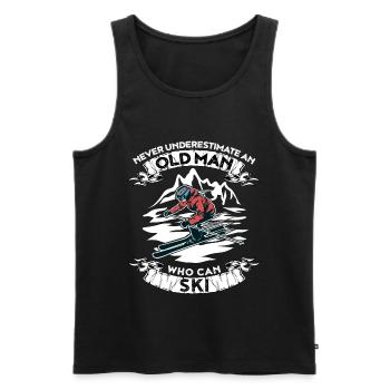 Never underestimate an old man on skis - Men's Premium Organic Tank Top - black - Front - AI Model Male 178 light (178cm)