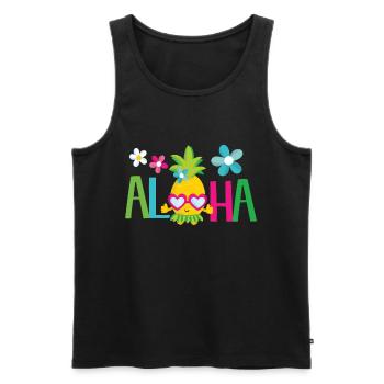 Aloha ananas - plage de soleil d'été Hawaii - Débardeur bio Premium Homme - noir - Devant - AI Model Male 178 light (178cm)