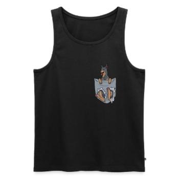 Doberman dans le cadeau d'amant de chien de poche de poitrine - Débardeur bio Premium Homme - noir - Devant - Michal (187cm)