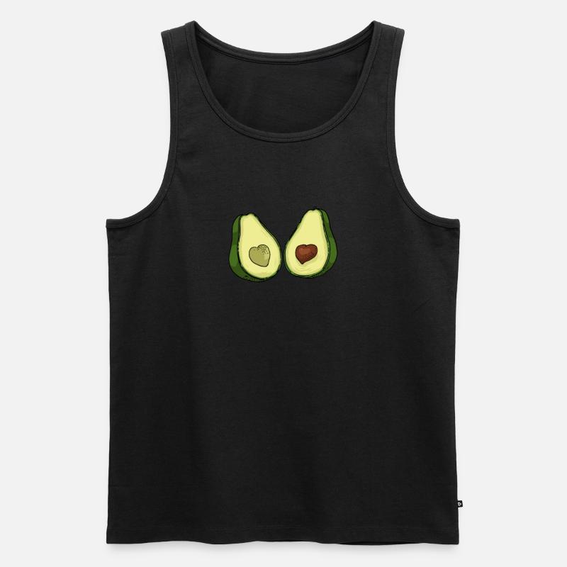 Avocado Herz - Männer Premium Bio Tank Top - Schwarz