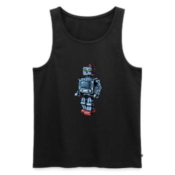 Roboter - Männer Premium Bio Tank Top - Schwarz - Vorne - Michal (187cm)