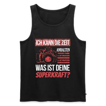 Fotografie Lustiges Zeit anhalten Kraft Geschenk - Männer Premium Bio Tank Top - Schwarz - Vorne - Michal (187cm)