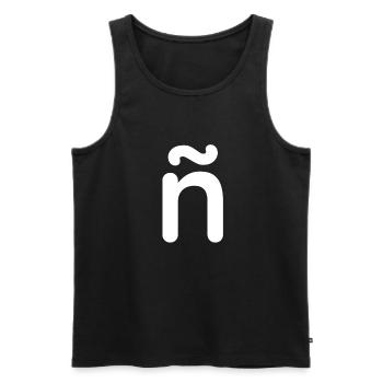 Lettre ñ avec tilde - enye - alphabet espagnol - Débardeur bio Premium Homme - noir - Devant - AI Model Male 178 light (178cm)