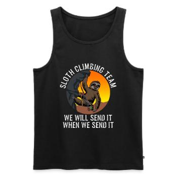 Sloth Climbing Team Fun Climbing Gift - Men's Premium Organic Tank Top - black - Front - AI Model Male 178 light (178cm)
