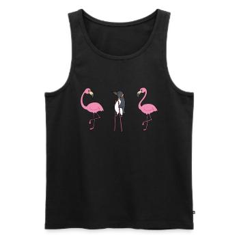 Flamingo Pingouin sur pilotis Cadeau drôle - Débardeur bio Premium Homme - noir - Devant - AI Model Male 178 light (178cm)