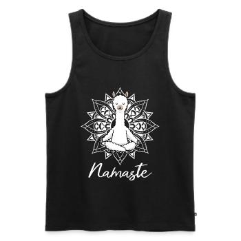 Cadeau Yogi Namaste de méditation de yoga d'alpaga - Débardeur bio Premium Homme - noir - Devant - AI Model Male 178 light (178cm)