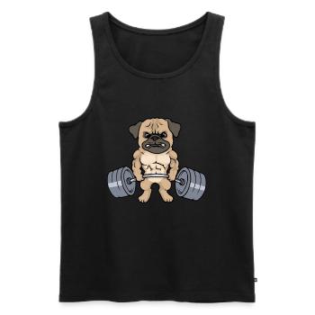 Mops Workout Fitness Gym Lustiges Mops Geschenk - Männer Premium Bio Tank Top - Schwarz - Vorne - AI Model Male 178 light (178cm)
