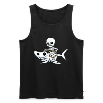 Requin Halloween os squelette cadeau drôle - Débardeur bio Premium Homme - noir - Devant - AI Model Male 178 light (178cm)