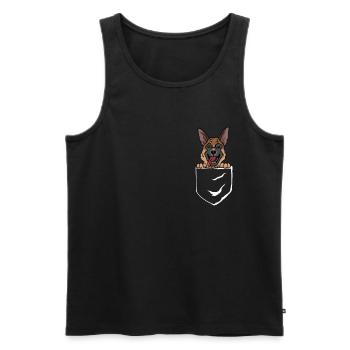 Chien de berger allemand dans la poche de poitrine - Débardeur bio Premium Homme - noir - Devant - Michal (187cm)