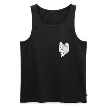 Vache dans la poche de poitrine - Débardeur bio Premium Homme - noir - Devant - Michal (187cm)