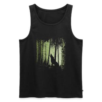 Forest Howling Wolf Silhouette - Men's Premium Organic Tank Top - black - Front - AI Model Male 178 light (178cm)