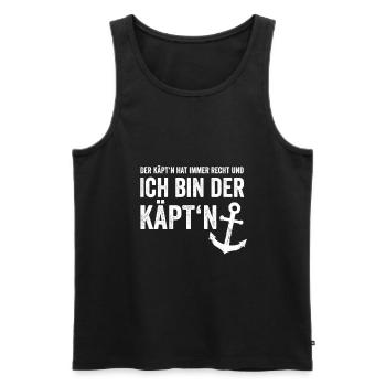 Kapitän Shirt Käpt'n Schiff fahren Boot Segeln - Männer Premium Bio Tank Top - Schwarz - Vorne - AI Model Male 178 light (178cm)
