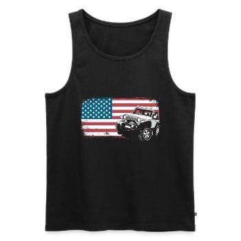 Jeep Auto Cross Country Vehicle USA America Flag Gift - Men's Premium Organic Tank Top - black - Front - AI Model Male 178 light (178cm)