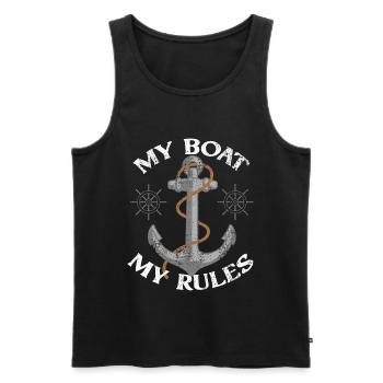 My Boat My Rules Sailing Gift - Men's Premium Organic Tank Top - black - Front - Michal (187cm)