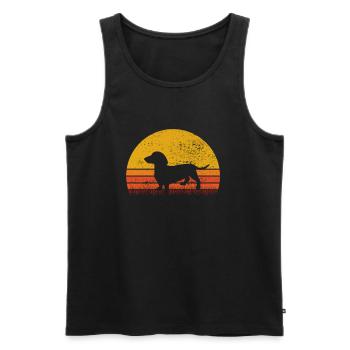 Dackel Retro Hund Hundeliebhaber Teckel Geschenk - Männer Premium Bio Tank Top - Schwarz - Vorne - Michal (187cm)
