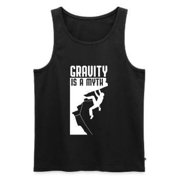 Boulder, , Kletter Geschenk-Idee I - Männer Premium Bio Tank Top - Schwarz - Vorne - Michal (187cm)