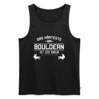 Boulder, , Kletter Geschenk-Idee I - Männer Premium Bio Tank Top - Schwarz - Vorne - Michal (187cm)