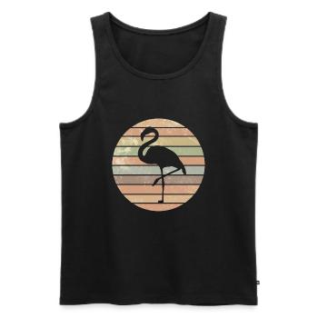 Flamants roses rose flamant rose fête rétro cadeau - Débardeur bio Premium Homme - noir - Devant - AI Model Male 178 light (178cm)