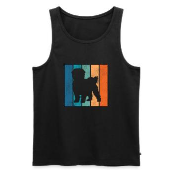 Maltese Dog Hund Welpe Gassi Retro Geschenk - Männer Premium Bio Tank Top - Schwarz - Vorne - Michal (187cm)