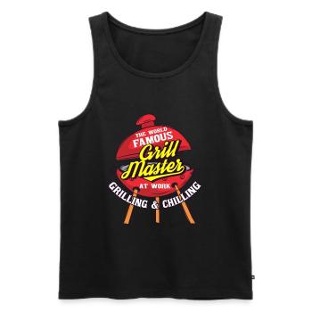 BBQ grilling meat grill master saying gift - Men's Premium Organic Tank Top - black - Front - AI Model Male 178 light (178cm)