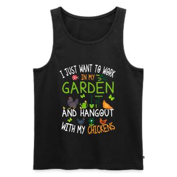 Jardinier poulet - I Just Want To Work In My Garden - Débardeur bio Premium Homme - noir - Devant - Michal (187cm)