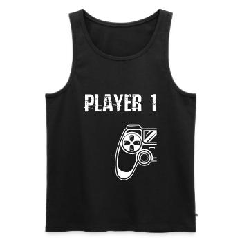 Player 1 2 Gaming Gamer Zocken Controller Geschenk - Männer Premium Bio Tank Top - Schwarz - Vorne - AI Model Male 178 light (178cm)