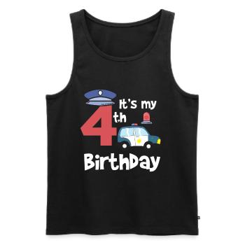 Police 4ème anniversaire année jeune enfant cadeau - Débardeur bio Premium Homme - noir - Devant - Michal (187cm)