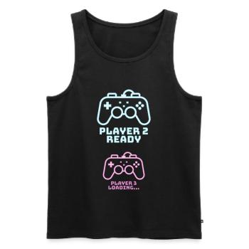 Player 2 3 Invites Birth Baby Gaming Gamer Gift - Men's Premium Organic Tank Top - black - Front - AI Model Male 178 light (178cm)
