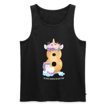 8ème anniversaire Licorne fille rengaine cadeau - Débardeur bio Premium Homme - noir - Devant - Michal (187cm)