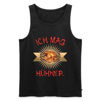 Lustiges Shirt: Ich mag Hühner als Brathähnchen - Männer Premium Bio Tank Top - Schwarz - Vorne - AI Model Male 178 light (178cm)