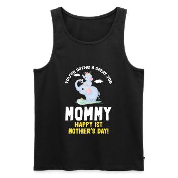 Fête des mères Maman Maman Mummy Premier éléphant Cadeau - Débardeur bio Premium Homme - noir - Devant - AI Model Male 178 light (178cm)