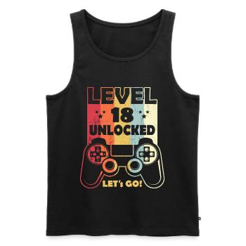 LEVEL 18 Unlocked Let's Go! Birthday 18 years - Men's Premium Organic Tank Top - black - Front - Michal (187cm)