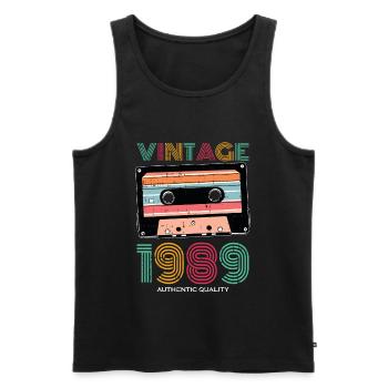 Vintage 1989 89 Birthday Retro Vintage Gift - Men's Premium Organic Tank Top - black - Front - AI Model Male 178 light (178cm)